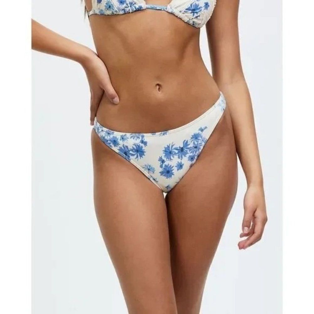 NWT Free People Peony Blue Floral Bikini Bottom High Line Size Medium